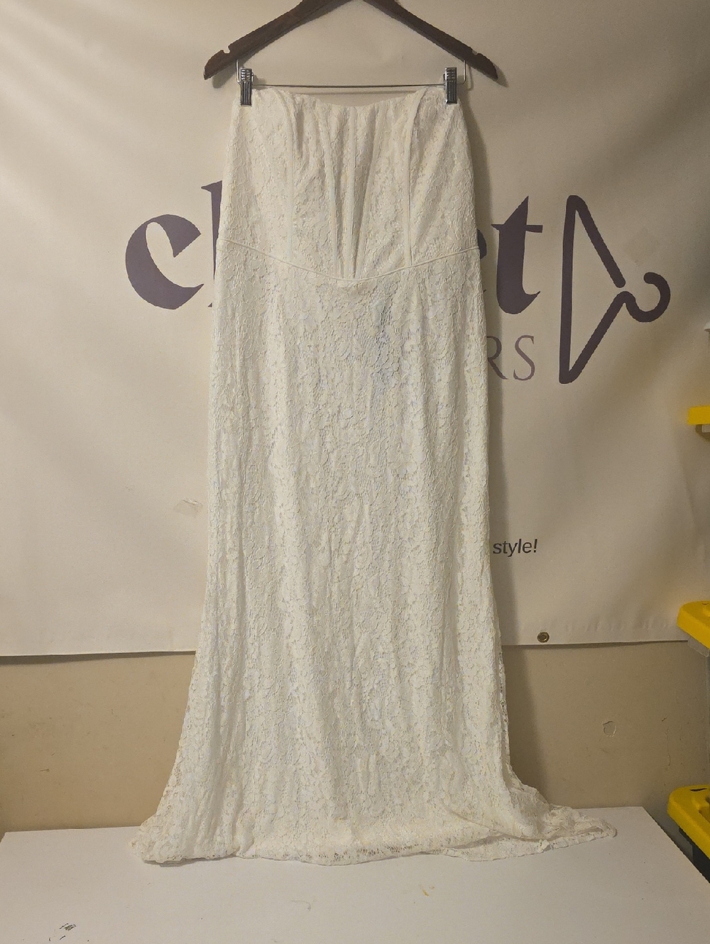Fashion Nova Ivory Lace Maxi Dress - Strapless Elegant Silhouette
